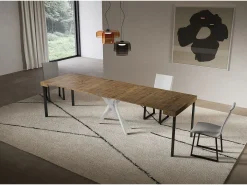 Consola extensível 90x40/300 cm Pernas brancas nogueira Saki