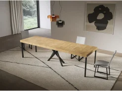 Consola extensível 90x40/300 cm Saki Premium pernas antracite carvalho natural