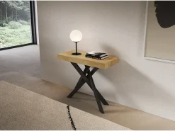 Consola extensível 90x40/300 cm Saki Premium pernas antracite carvalho natural