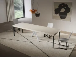 Consola extensível 90x40/300 cm Saki Premium caxemira pernas brancas