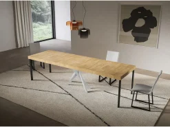 Consola extensível 90x40/300 cm Saki Premium nature carvalho pernas brancas