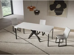 Consola extensível 90x40/196 cm Saki Pequenas pernas brancas cinza antracite