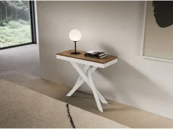Consola extensível 90x40/196 cm Saki Small Evolution moldura branca nogueira