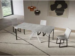 Consola extensível 90x40/196 cm Saki Pequenas pernas de betão branco