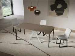 Consola extensível 90x40/196 cm Saki Pomba pequena cinza pernas brancas