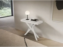 Consola extensível 90x40/196 cm Saki Small Evolution moldura branca cinza