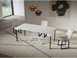 Consola extensível 90x40/196 cm Saki Small Evolution moldura branca cinza