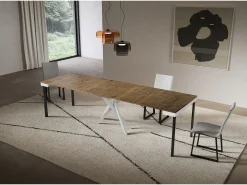Consola extensível 90x40/300 cm Saki Evolution moldura branca nogueira