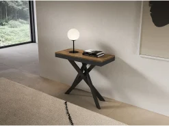 Consola extensível 90x40/300 cm Saki Evolution moldura em nogueira antracite