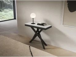 Consola extensível 90x40/196 cm Saki Small Evolution moldura branca cinza antracite