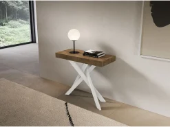Consola extensível 90x40/196 cm Saki Premium Pernas pequenas em nogueira branca