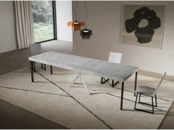 Consola extensível 90x40/300 cm Saki Premium pernas de betão branco
