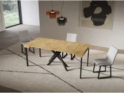 Consola extensível 90x40/196 cm Saki Pequenas pernas em carvalho natural antracite
