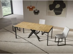 Consola extensível 90x40/196 cm Saki Small Evolution moldura carvalho natural antracite