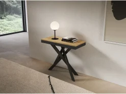 Consola extensível 90x40/196 cm Saki Small Evolution moldura carvalho natural antracite