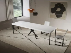 Consola extensível 90x40/300 cm Saki Premium pernas branco cinza antracite