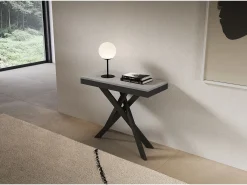 Consola extensível 90x40/196 cm Saki Small Evolution moldura em betão antracite