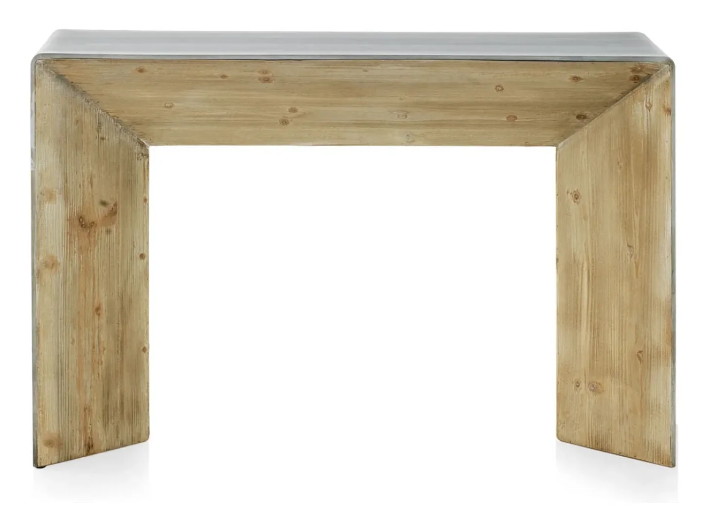 Consola lacada em cor metálica e interior folheado a abeto
