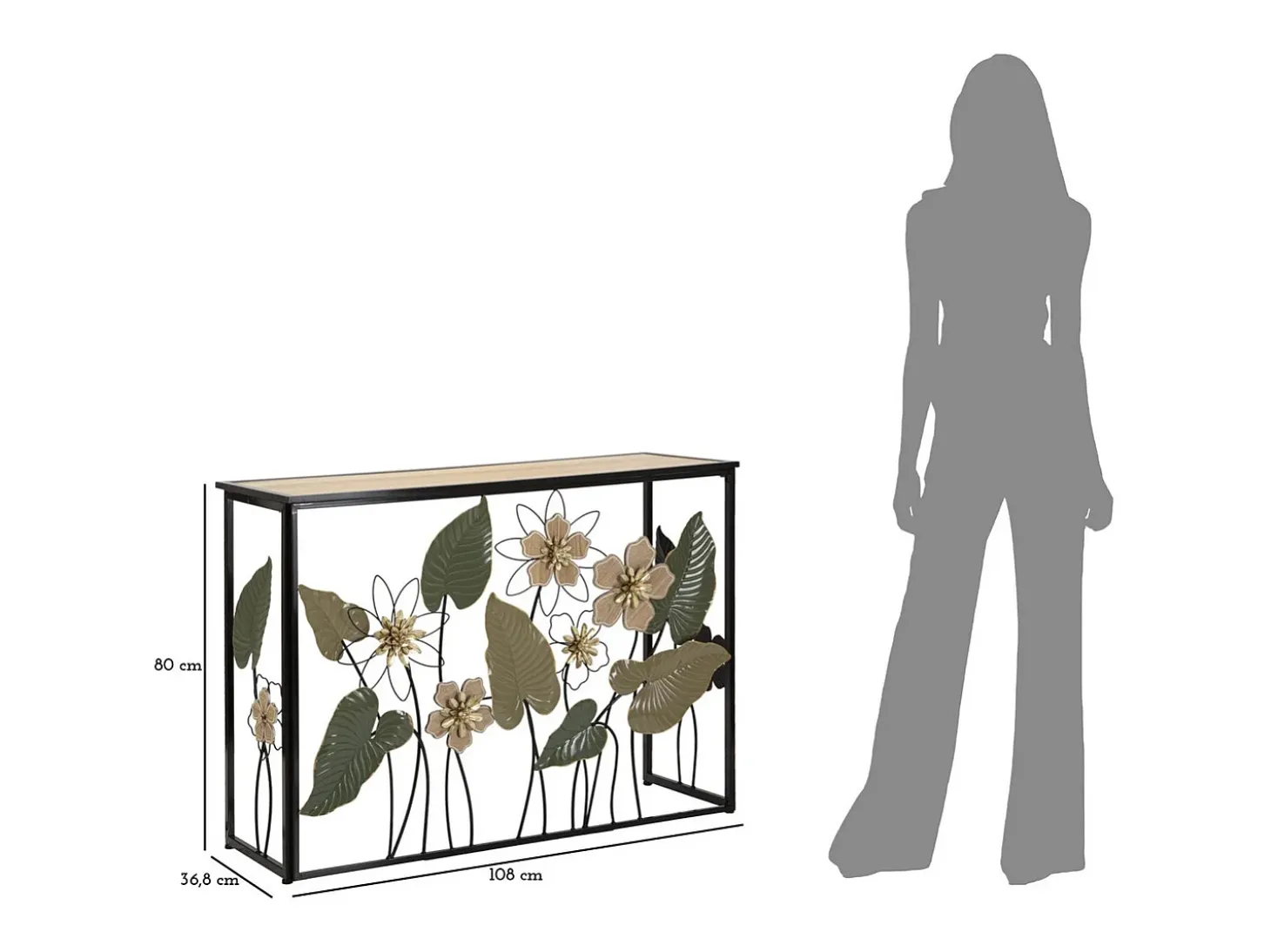 Consola Natura 2, Multicolorido, 108x36,8x80 cm, Kendra Home