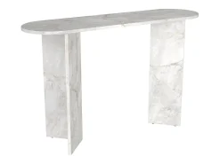 Consola oval de cor efeito mármore branco - TOPANIA