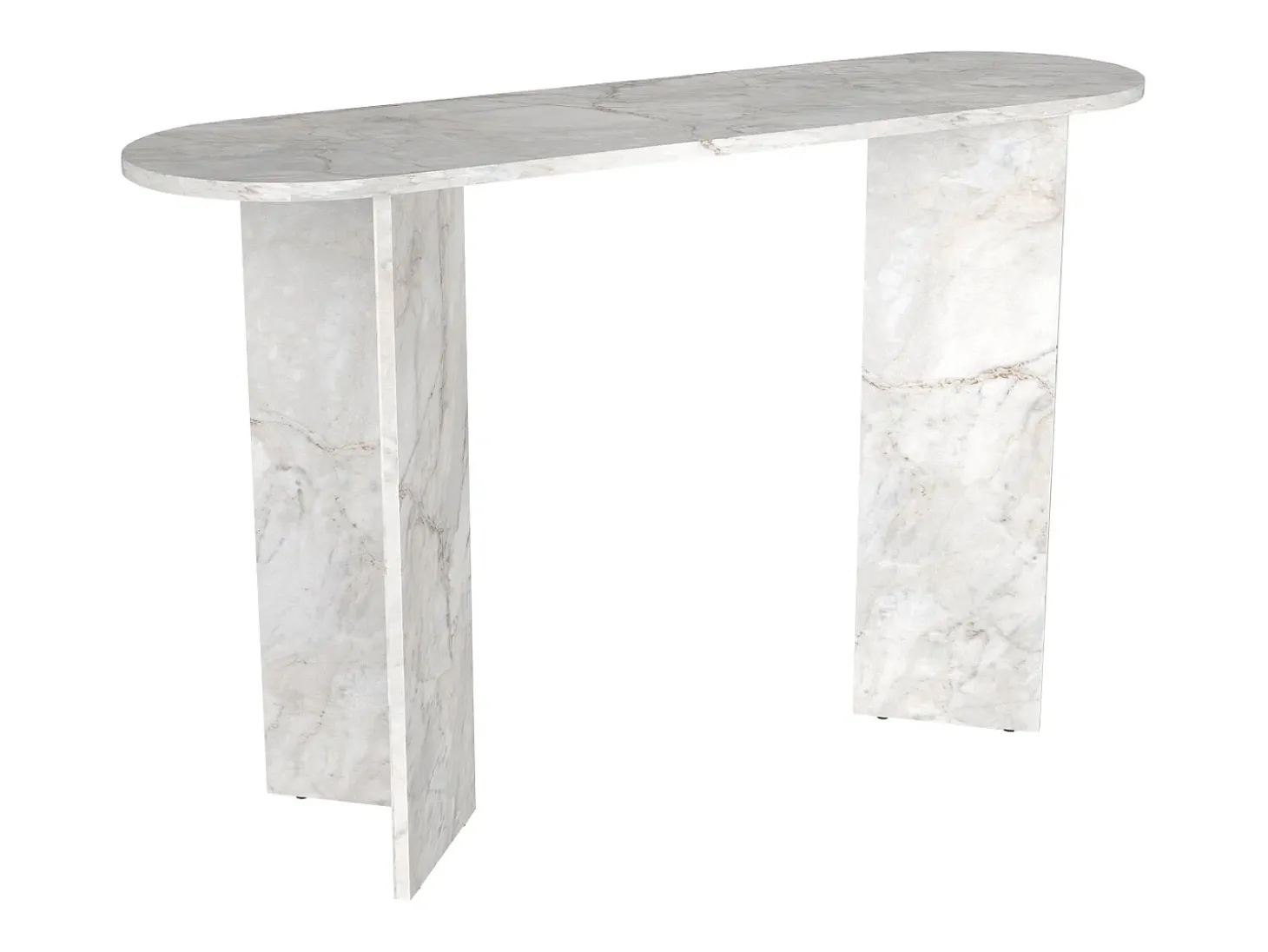 Consola oval de cor efeito mármore branco - TOPANIA