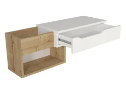 Consola suspensa com 1 gaveta e 2 nichos cor natural e branco - DAREKA