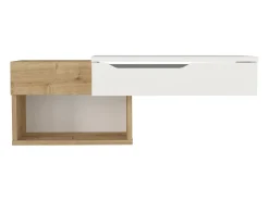 Consola suspensa com 1 gaveta e 2 nichos cor natural e branco - DAREKA