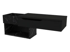 Consola suspensa com 1 gaveta e 2 nichos efeito mármore preto - DAREKA