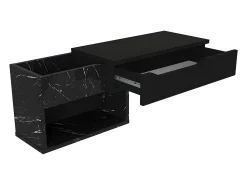 Consola suspensa com 1 gaveta e 2 nichos efeito mármore preto - DAREKA