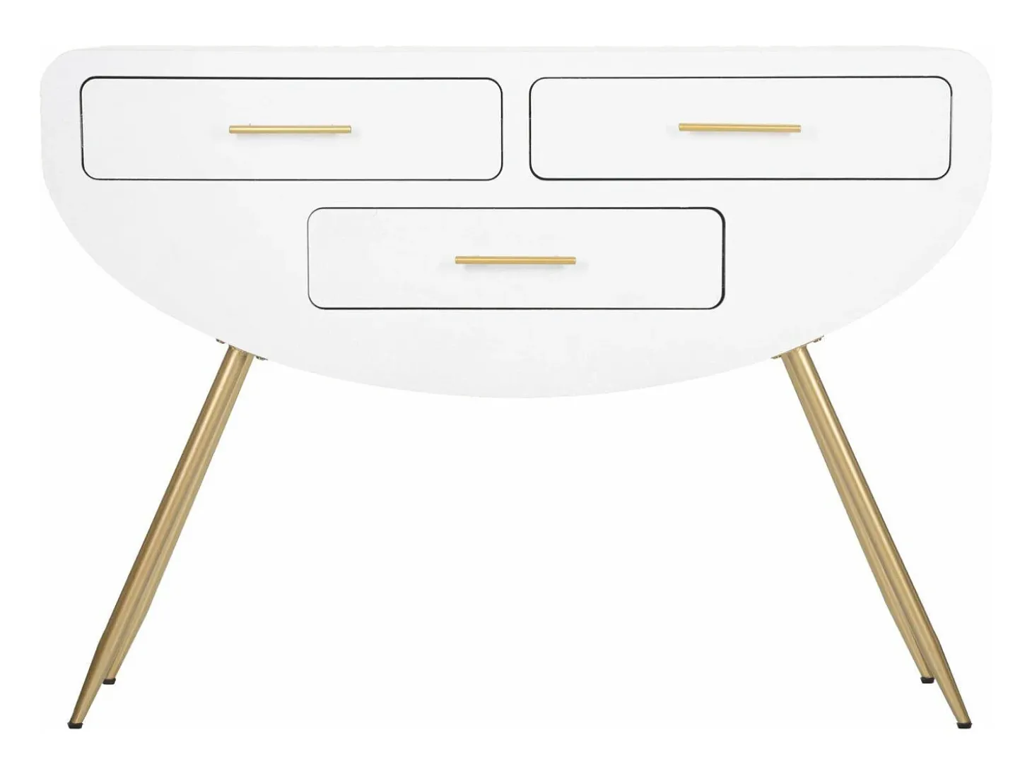 Consola Tomato, Mesa multiusos, Armário lateral, Secretária de corredor, 110x40 h80 cm, Branco e Dourado