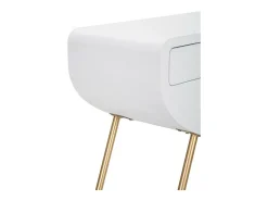 Consola Tomato, Mesa multiusos, Armário lateral, Secretária de corredor, 110x40 h80 cm, Branco e Dourado