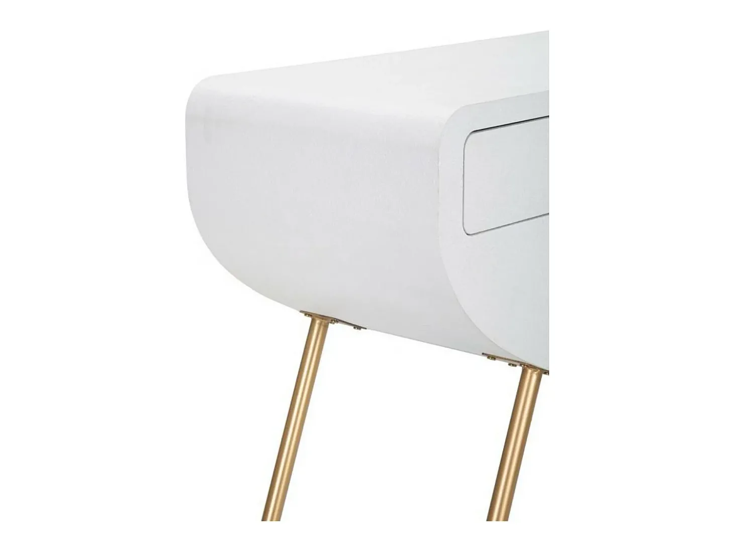 Consola Tomato, Mesa multiusos, Armário lateral, Secretária de corredor, 110x40 h80 cm, Branco e Dourado