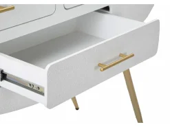 Consola Tomato, Mesa multiusos, Armário lateral, Secretária de corredor, 110x40 h80 cm, Branco e Dourado