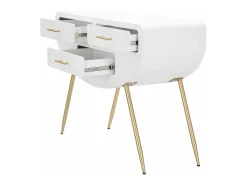 Consola Tomato, Mesa multiusos, Armário lateral, Secretária de corredor, 110x40 h80 cm, Branco e Dourado