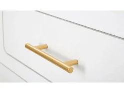 Consola Tomato, Mesa multiusos, Armário lateral, Secretária de corredor, 110x40 h80 cm, Branco e Dourado