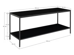 Consola Vita, Preto, 36x100x45 cm, Kendra Home