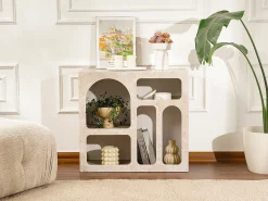 Console com 5 nichos - Efeito mármore bege - LUELA