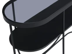 Console com 1 prateleira em metal e vidro fumê - Preto e transparente - PRETORIA