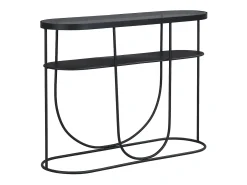 Console com 1 prateleira em metal e vidro fumê - Preto e transparente - PRETORIA