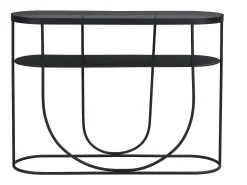 Console com 1 prateleira em metal e vidro fumê - Preto e transparente - PRETORIA