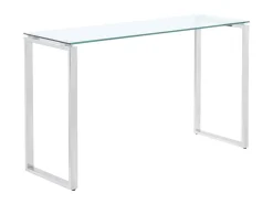 Console de design FREYA em vidro temperado e metal cromado.