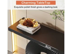 Console de mesa moderna com base geométrica, mesa de entrada em madeira de 100 cm