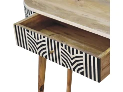 Console Edessa Artisan Furniture com incrustação em osso, 1 gaveta, castanho claro