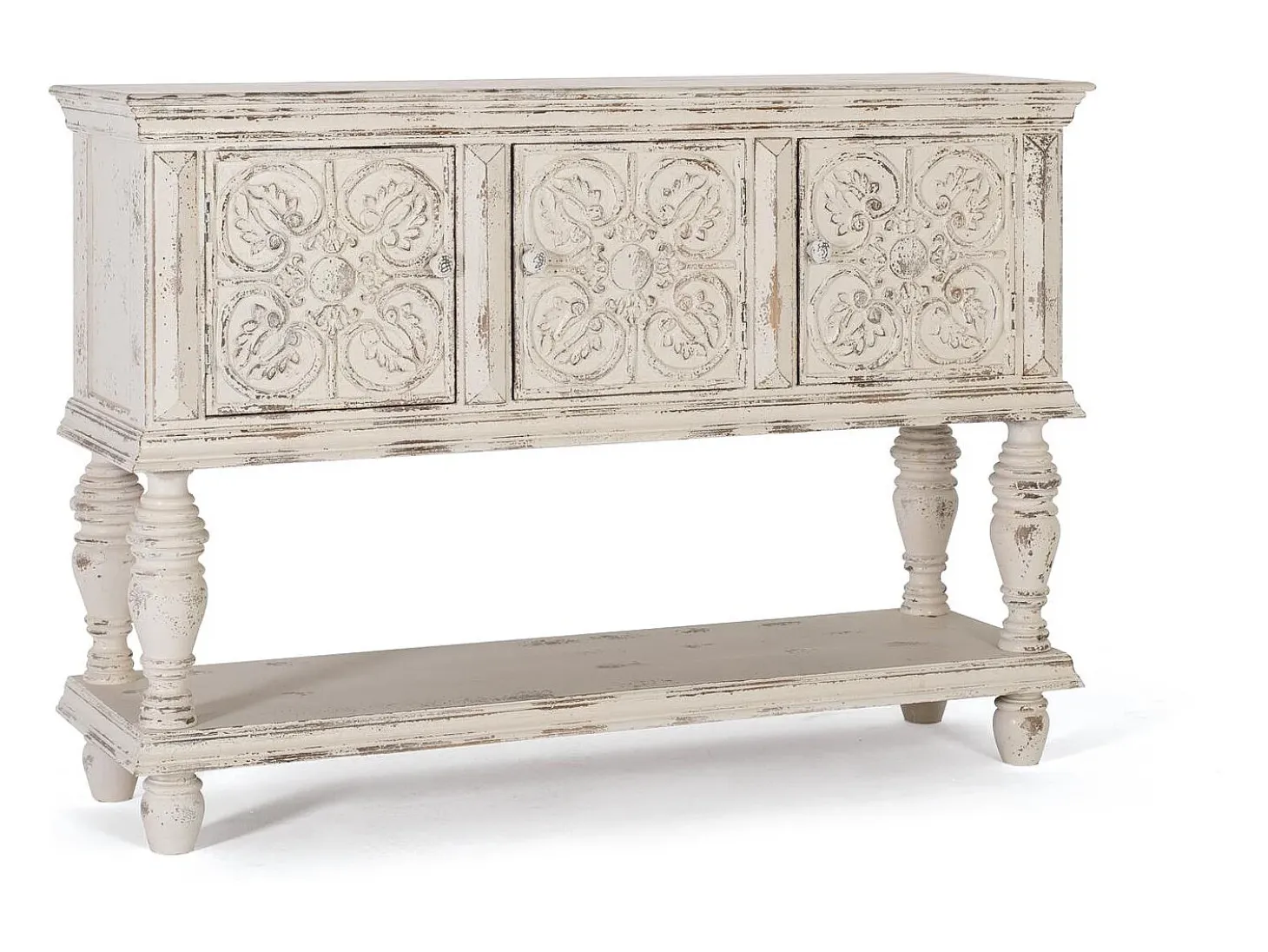 Console em madeira manguier blanc vieilli