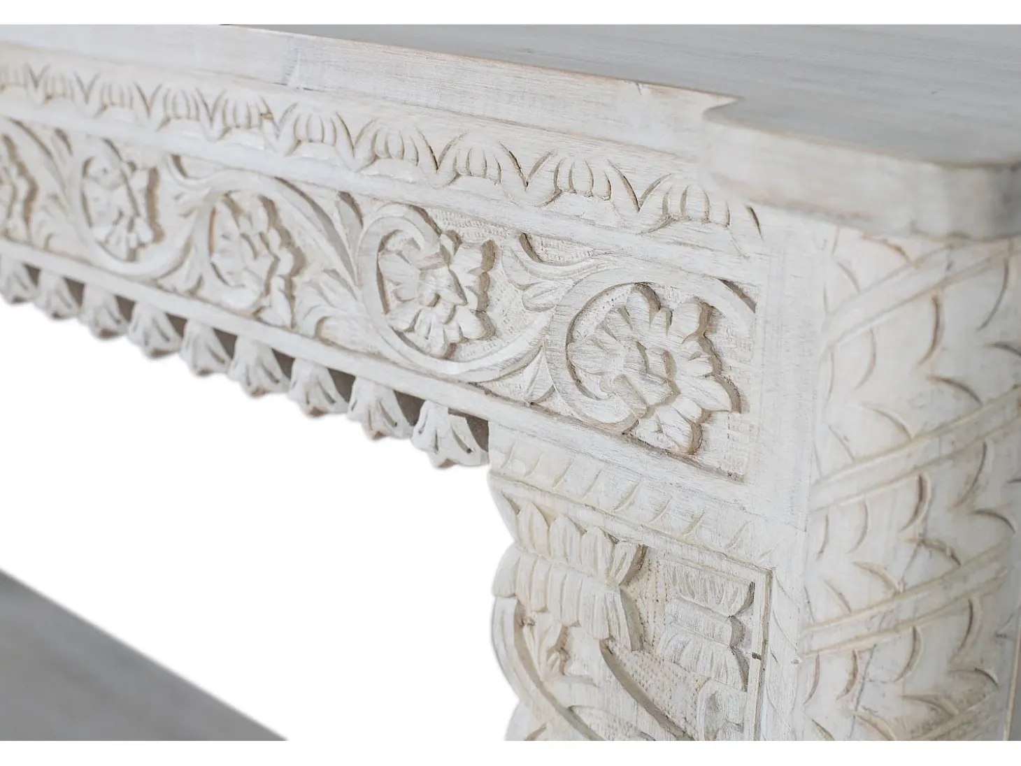 Console em madeira manguier blanc vieilli