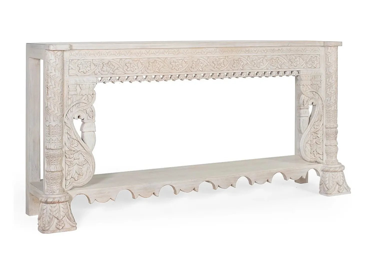 Console em madeira manguier blanc vieilli