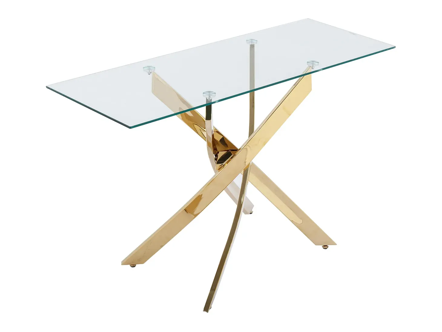 Console em vidro temperado e metal dourado - Transparente - COSIMA