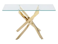 Console em vidro temperado e metal dourado - Transparente - COSIMA