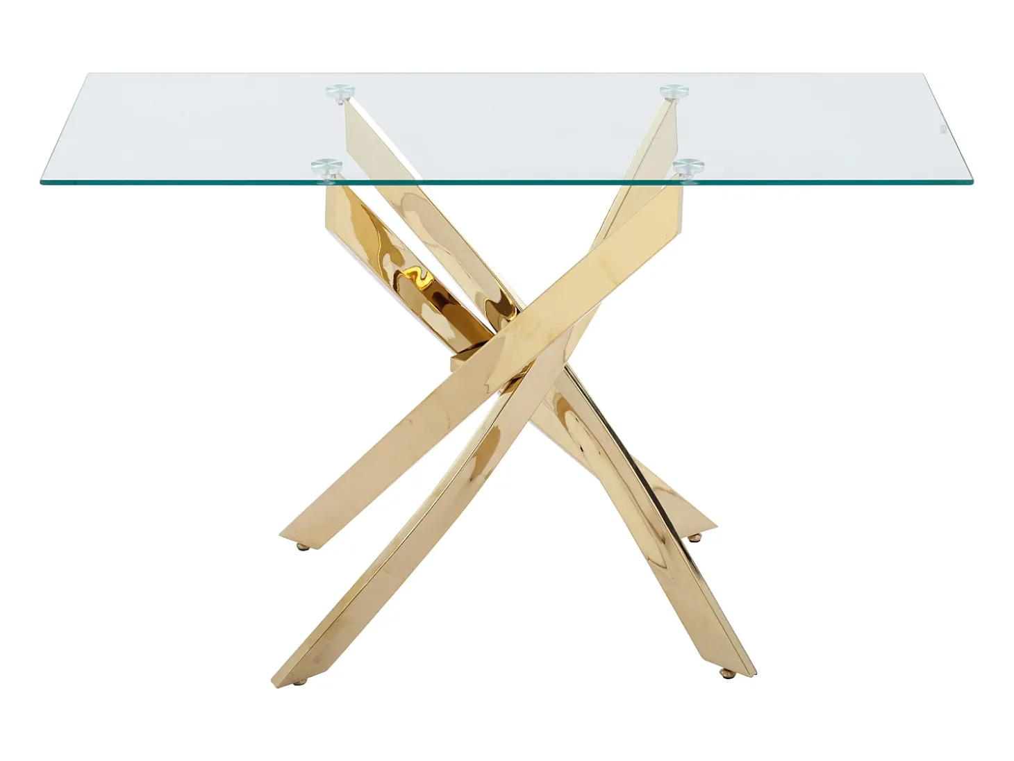 Console em vidro temperado e metal dourado - Transparente - COSIMA
