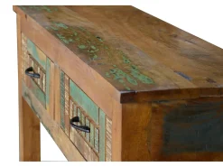 Console exclusivo em madeira reciclada multicolorida